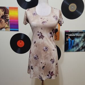 Hana | 90s Vintage Beige Floral Mini Dress